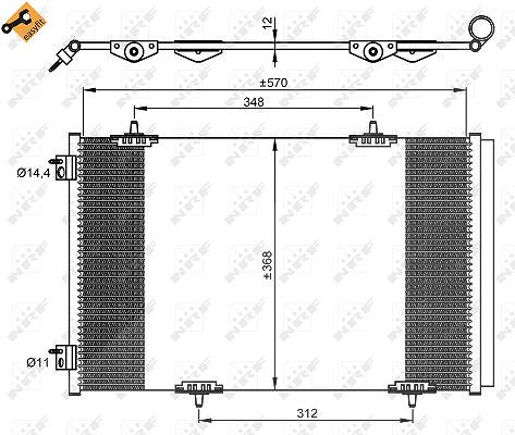 Nrf Kondensator, Klimaanlage [Hersteller-Nr. 350066] für Peugeot, Citroën