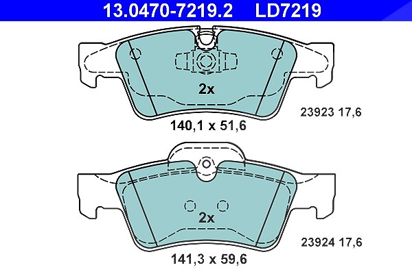 Ate CERAMIC Bremsbelagsatz hinten [Hersteller-Nr. 13.0470-7219.2] für Mercedes-Benz