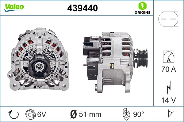 Valeo Generator [Hersteller-Nr. 439440] für Skoda, VW, Seat