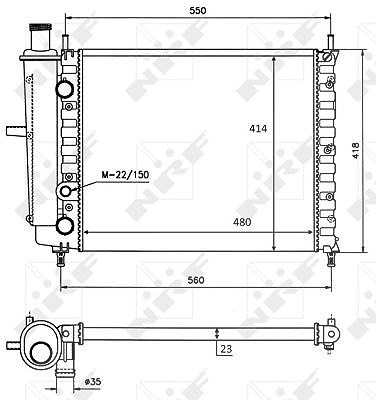 Nrf Kühler, 480 x 414 mm [Hersteller-Nr. 58016] für Fiat