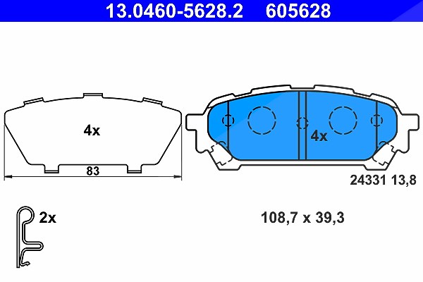Ate Bremsbelagsatz, Scheibenbremse [Hersteller-Nr. 13.0460-5628.2] für Subaru