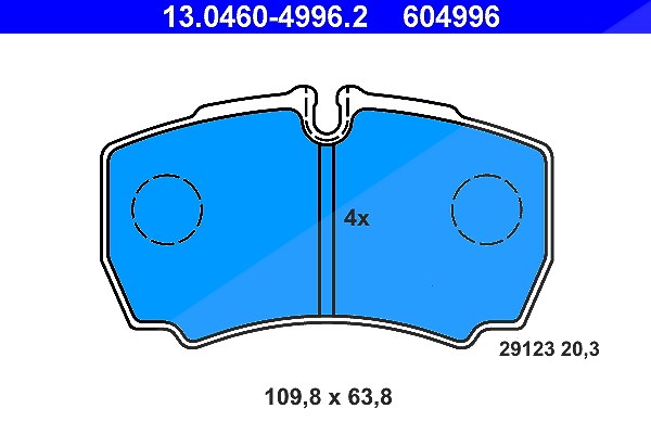 Ate Bremsbelagsatz hinten [Hersteller-Nr. 13.0460-4996.2] für Iveco