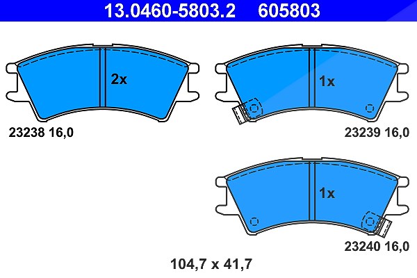 Ate Bremsbelagsatz, Scheibenbremse [Hersteller-Nr. 13.0460-5803.2] für Hyundai