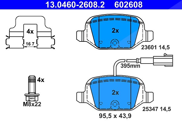 Ate Bremsbelagsatz, Scheibenbremse [Hersteller-Nr. 13.0460-2608.2] für Fiat, Abarth