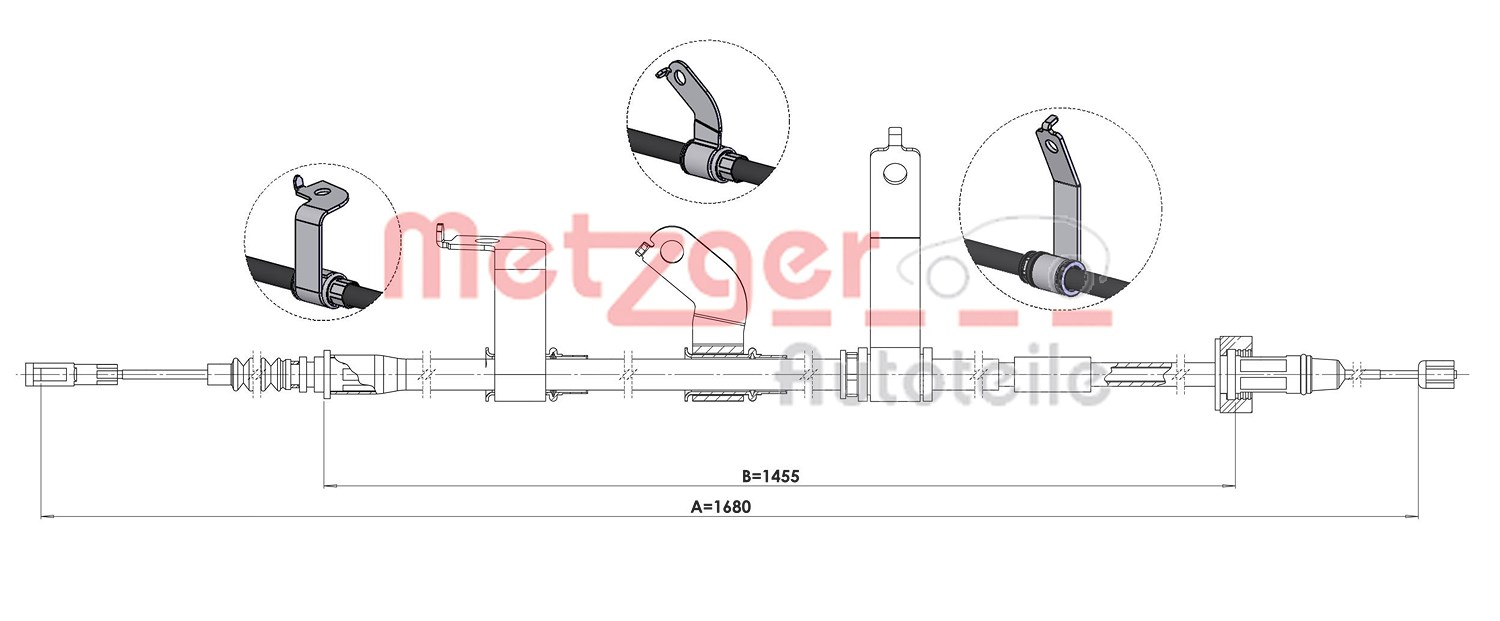 Metzger Autoteile Seilzug, Feststellbremse [Hersteller-Nr. 1.KI016] für Hyundai, Kia