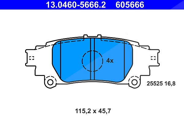 Ate Bremsbelagsatz, Scheibenbremse [Hersteller-Nr. 13.0460-5666.2] für Lexus