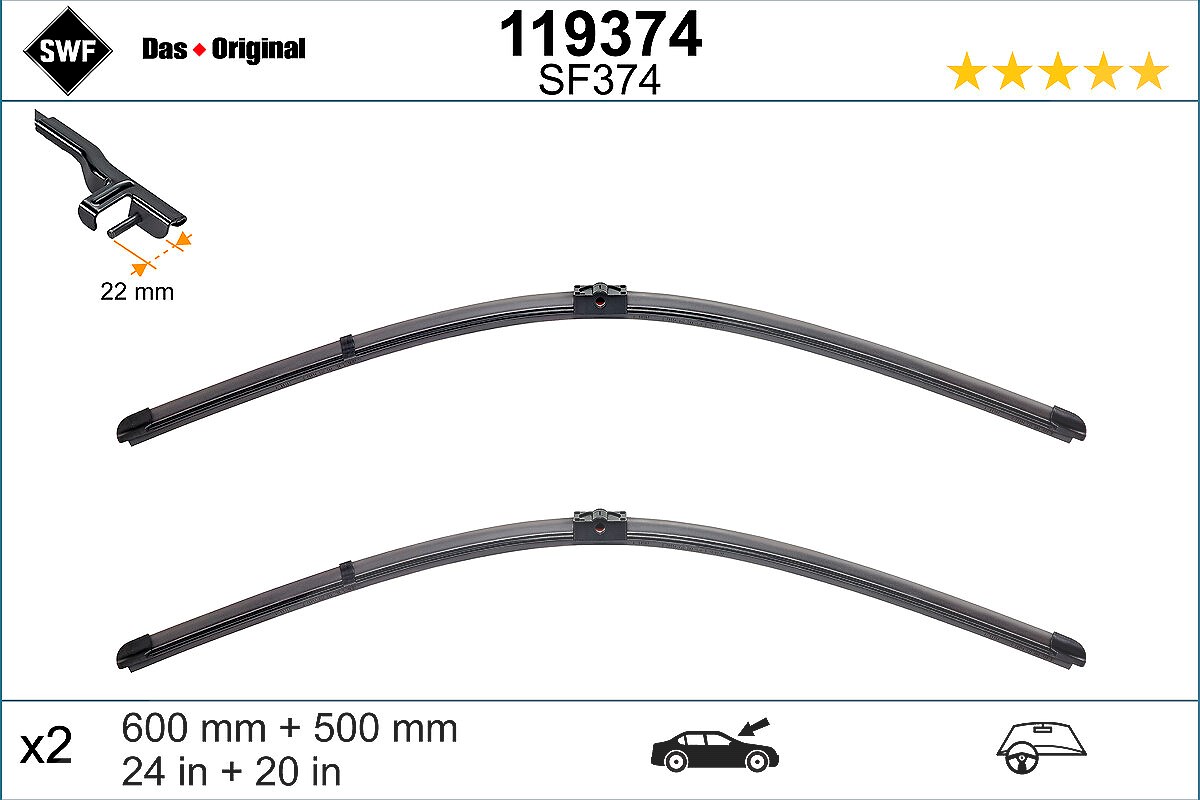 Swf Wischblatt [Hersteller-Nr. 119374] für BMW