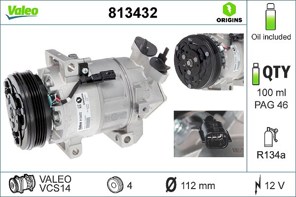 Valeo Kompressor, Klimaanlage [Hersteller-Nr. 813432] für Dacia, Renault