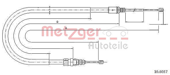 Metzger Autoteile 1x Handbremsseil Scheibenbremse Hinterachse [Hersteller-Nr. 10.6037] für Peugeot