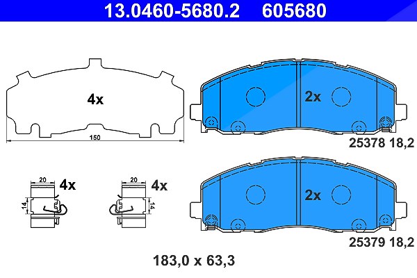 Ate Bremsbelagsatz, Scheibenbremse [Hersteller-Nr. 13.0460-5680.2] für Jeep, Lancia, Fiat