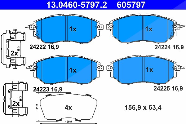 Ate Bremsbelagsatz, Scheibenbremse [Hersteller-Nr. 13.0460-5797.2] für Subaru