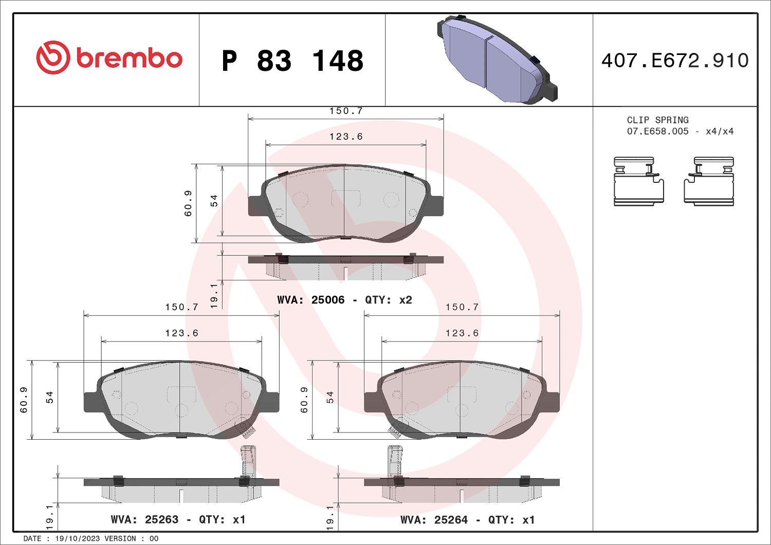 Brembo Bremsbelagsatz, Scheibenbremse [Hersteller-Nr. P83148] für Toyota