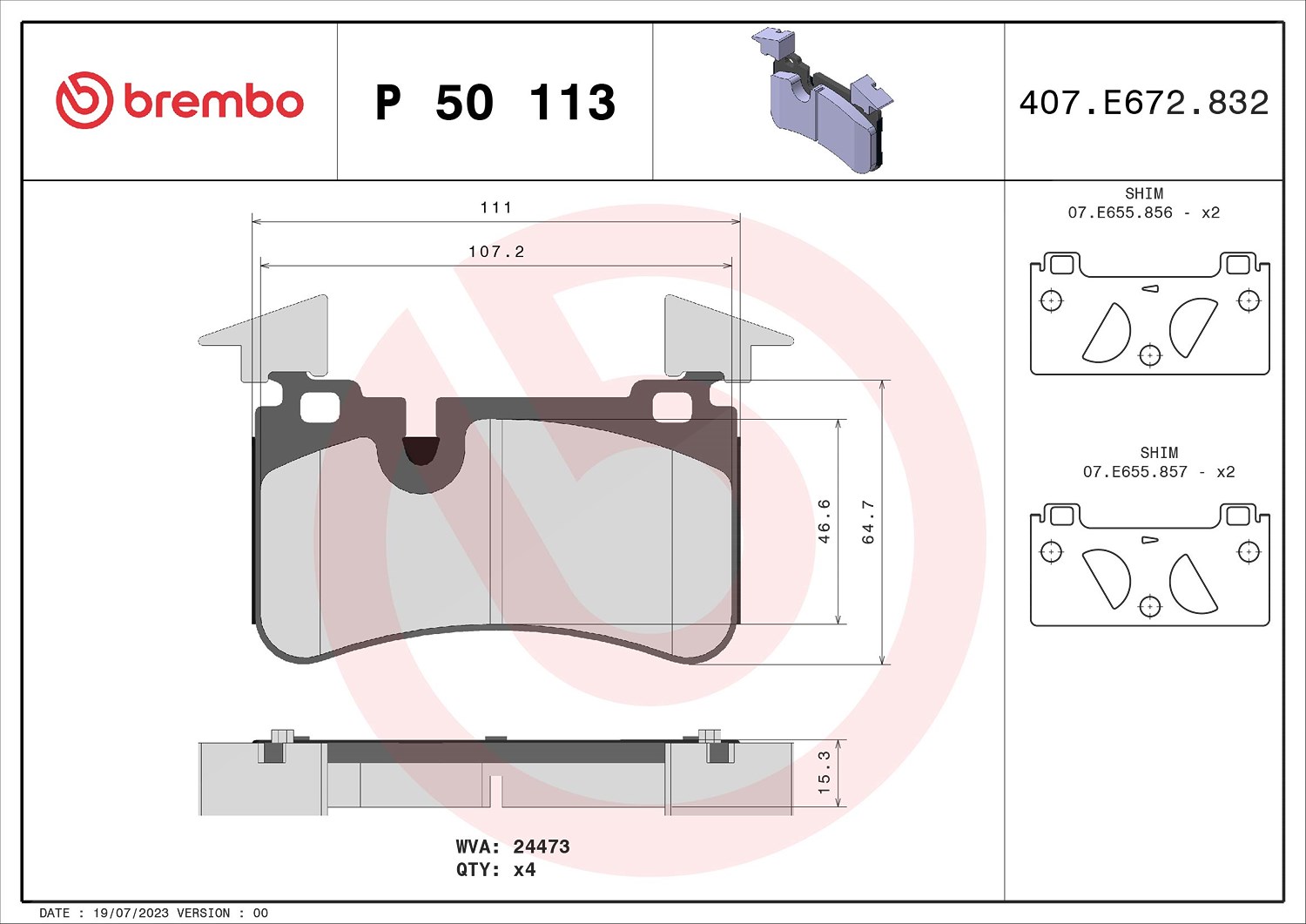 Brembo Bremsbelagsatz, Scheibenbremse [Hersteller-Nr. P50113] für Mercedes-Benz