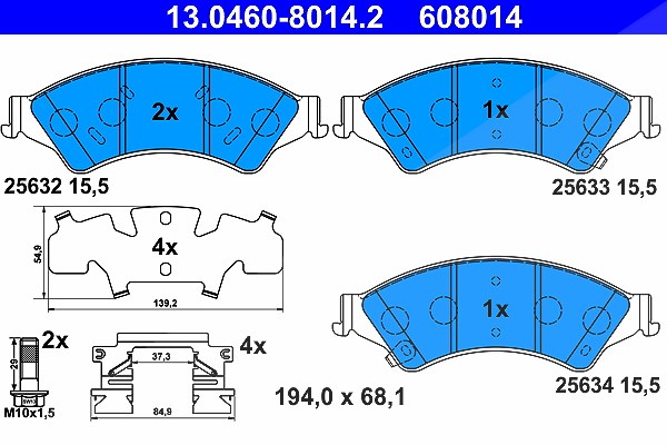 Ate Bremsbelagsatz, Scheibenbremse [Hersteller-Nr. 13.0460-8014.2] für Ford, Mazda