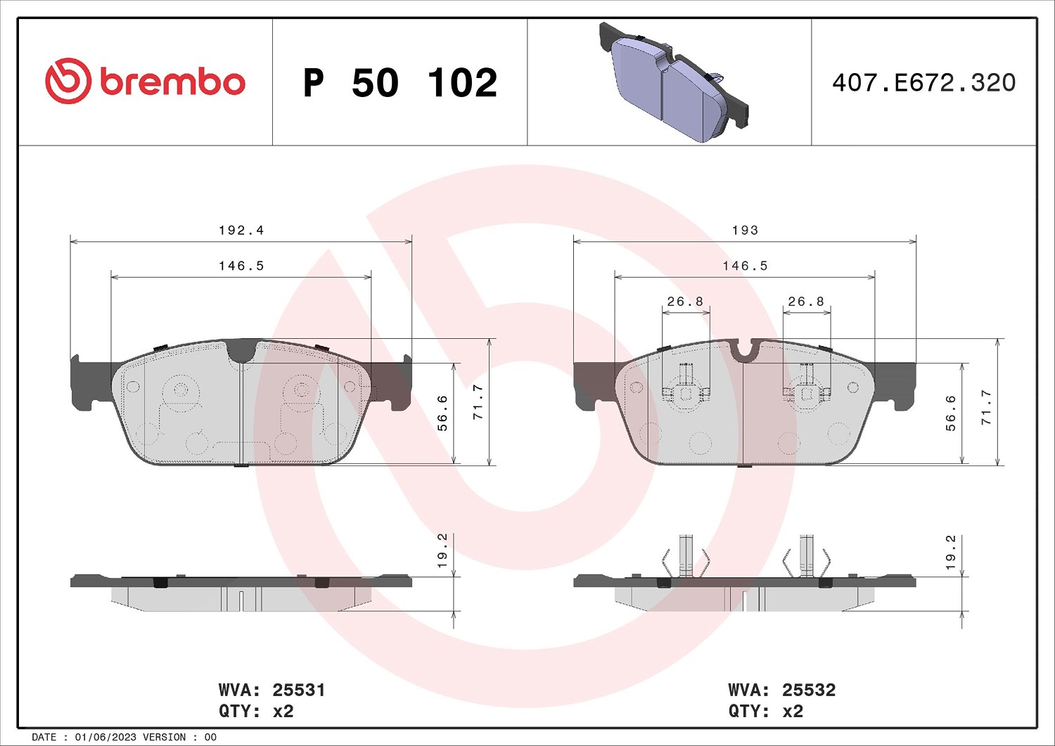 Brembo Bremsbelagsatz, Scheibenbremse [Hersteller-Nr. P50102] für Mercedes-Benz