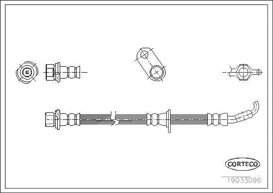 Corteco Bremsschlauch ERSTAUSRÜSTERQUALITÄT [Hersteller-Nr. 19033096] für Toyota