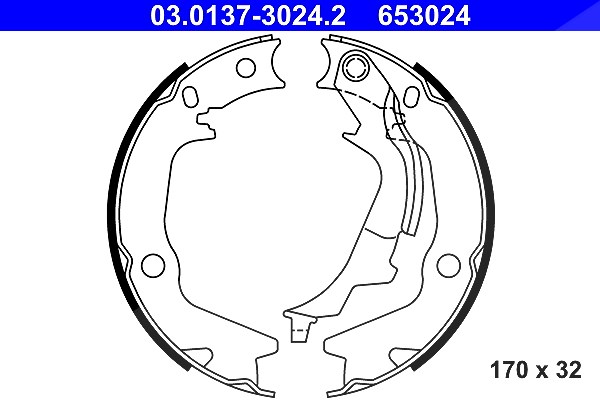 Ate Bremsbackensatz, Feststellbremse [Hersteller-Nr. 03.0137-3024.2] für Kia, Hyundai