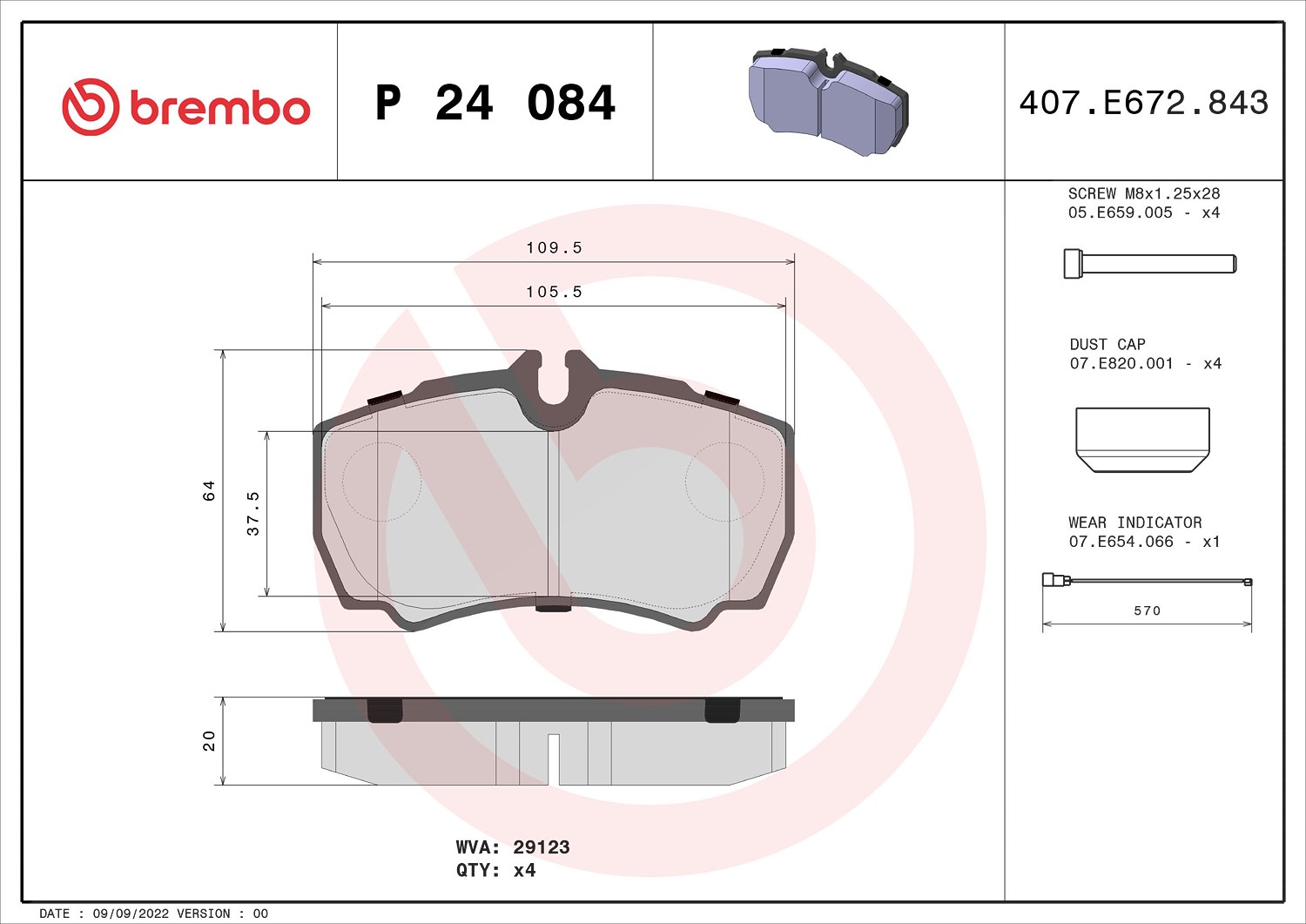 Brembo Bremsbelagsatz, Scheibenbremse [Hersteller-Nr. P24084] für Ford