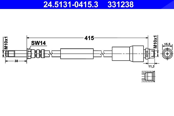 Ate Bremsschlauch [Hersteller-Nr. 24.5131-0415.3] für VW, Mercedes-Benz