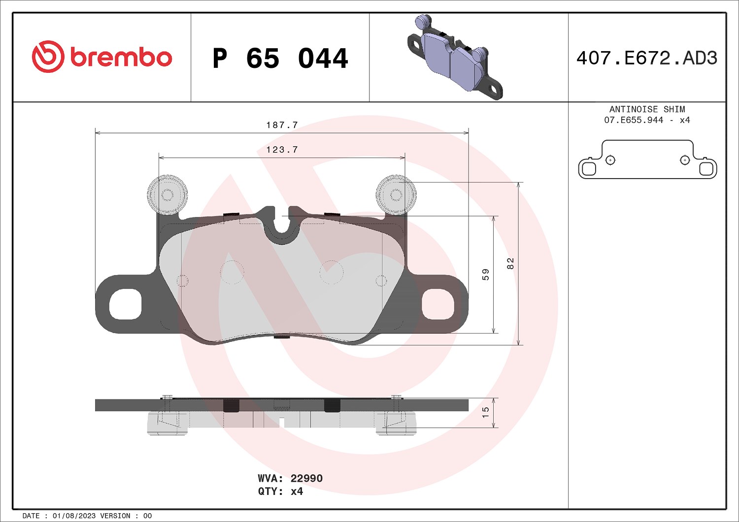 Brembo Bremsbelagsatz, Scheibenbremse P 65 044 Für Porsche - Bild 7