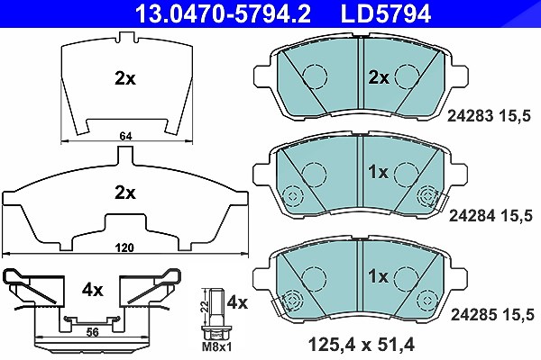 Ate CERAMIC Bremsbelagsatz vorne [Hersteller-Nr. 13.0470-5794.2] für Suzuki, Mazda, Subaru, Daihatsu