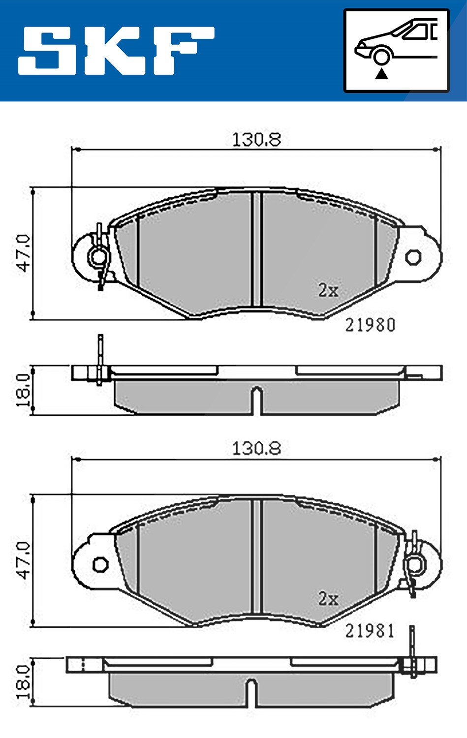 SKF Scheibenbremse Bremsbelag VKBP 80212-4er Set - Position Vorderachse Höhe 77mm Länge 154mm Breite 83mm Dicke 18mm - OE Qualität - Bild 6