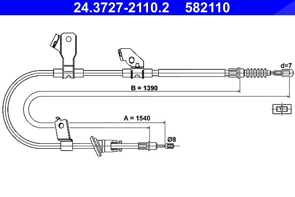 Ate Seilzug, Feststellbremse [Hersteller-Nr. 24.3727-2110.2] für Mitsubishi