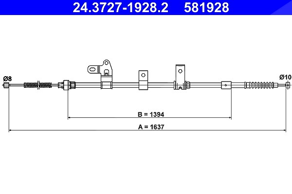 Ate Seilzug, Feststellbremse [Hersteller-Nr. 24.3727-1928.2] für Toyota