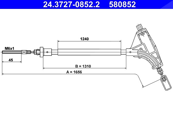 Ate Seilzug, Feststellbremse [Hersteller-Nr. 24.3727-0852.2] für Peugeot