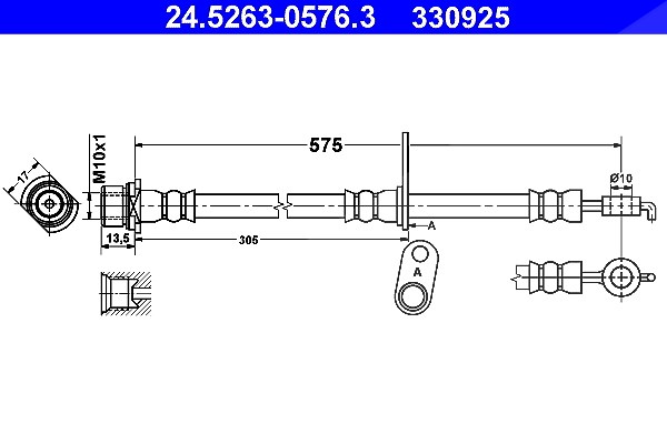 Ate Bremsschlauch [Hersteller-Nr. 24.5263-0576.3] für Toyota