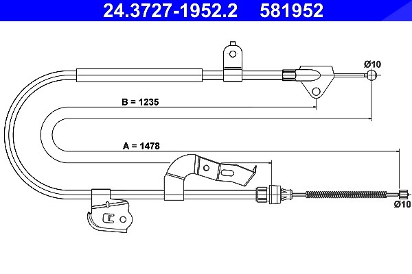 Ate Seilzug, Feststellbremse [Hersteller-Nr. 24.3727-1952.2] für Toyota