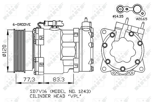 Nrf Kompressor, Klimaanlage [Hersteller-Nr. 32266] für Fiat, Peugeot, Citroën, Lancia
