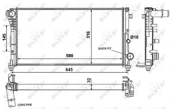 Nrf Kühler, Motorkühlung [Hersteller-Nr. 58376] für Fiat
