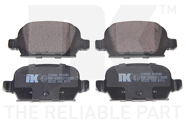 Nk Satz Bremsbeläge Hinterachse [Hersteller-Nr. 223630] für Vauxhall, Opel
