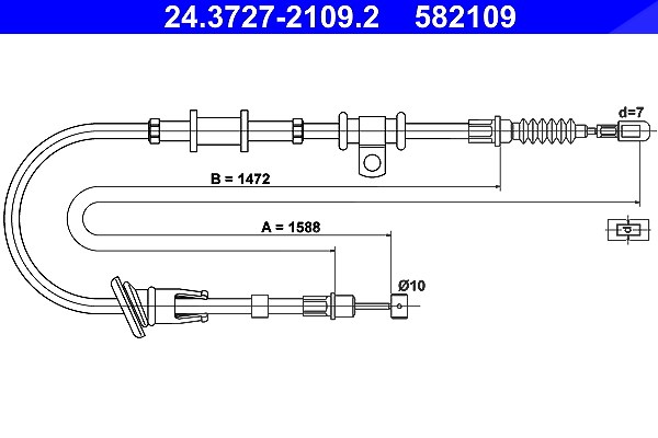 Ate Seilzug, Feststellbremse [Hersteller-Nr. 24.3727-2109.2] für Mitsubishi