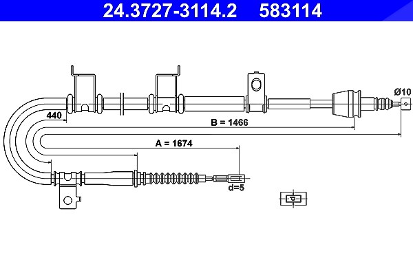 Ate Seilzug, Feststellbremse [Hersteller-Nr. 24.3727-3114.2] für Hyundai
