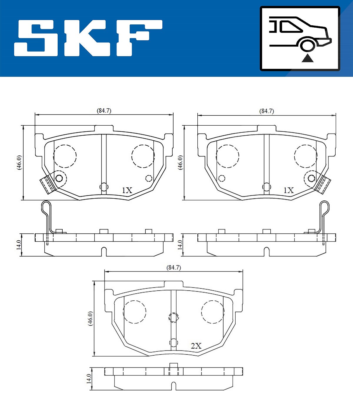 Skf Schwarz Scheibenbremse Bremsbelag Vkbp 90483 A - 4Er Set - Position Hinterachse Höhe 77 Mm Länge 134 Mm Breite 83 Mm Dicke 14 Mm - Oe Qualität - Bild 6
