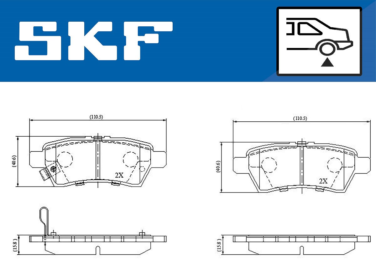 Skf Schwarz Scheibenbremse Bremsbelag Vkbp 90597 A - 4Er Set - Position Hinterachse Höhe 77 Mm Länge 134 Mm Breite 83 Mm Dicke 15,8 Mm - Oe Qualität - Bild 4