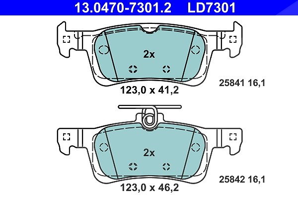 Ate CERAMIC Bremsbelagsatz hinten [Hersteller-Nr. 13.0470-7301.2] für Peugeot