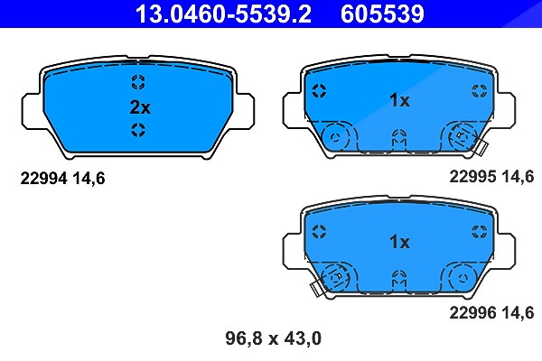 Ate Bremsbelagsatz, Scheibenbremse [Hersteller-Nr. 13.0460-5539.2] für Mitsubishi