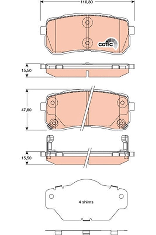 Trw Bremsbeläge hinten (Satz) [Hersteller-Nr. GDB3449] für Kia, Hyundai