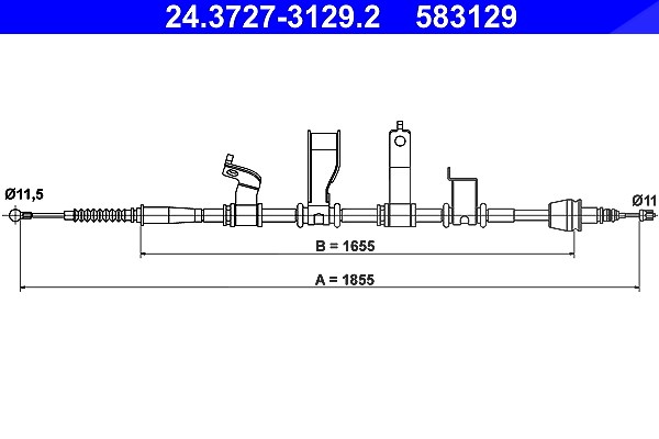 Ate Seilzug, Feststellbremse [Hersteller-Nr. 24.3727-3129.2] für Kia, Hyundai