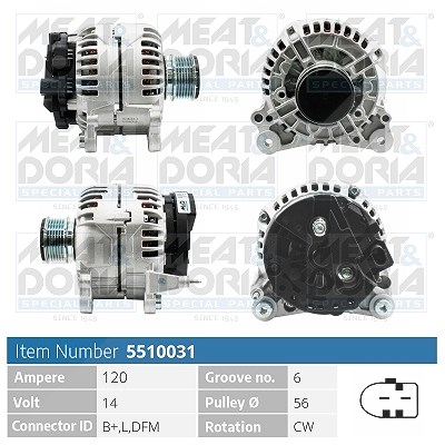 Meat & Doria Generator [Hersteller-Nr. 5510031] für Skoda, Seat, Ford, VW, Opel, Audi