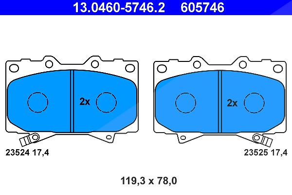 Ate Bremsbelagsatz, Scheibenbremse [Hersteller-Nr. 13.0460-5746.2] für Toyota, Lexus