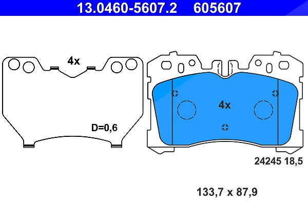 Ate Bremsbelagsatz, Scheibenbremse [Hersteller-Nr. 13.0460-5607.2] für Lexus