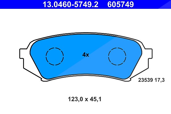 Ate Bremsbelagsatz, Scheibenbremse [Hersteller-Nr. 13.0460-5749.2] für Toyota, Lexus