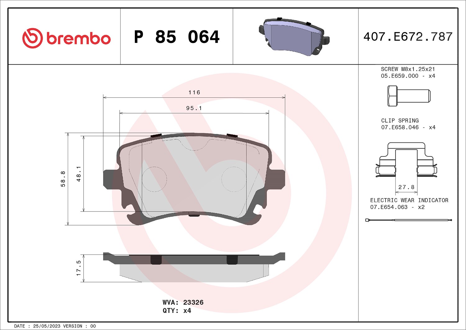 Brembo Bremsbelagsatz, Scheibenbremse [Hersteller-Nr. P85064] für Bentley, VW