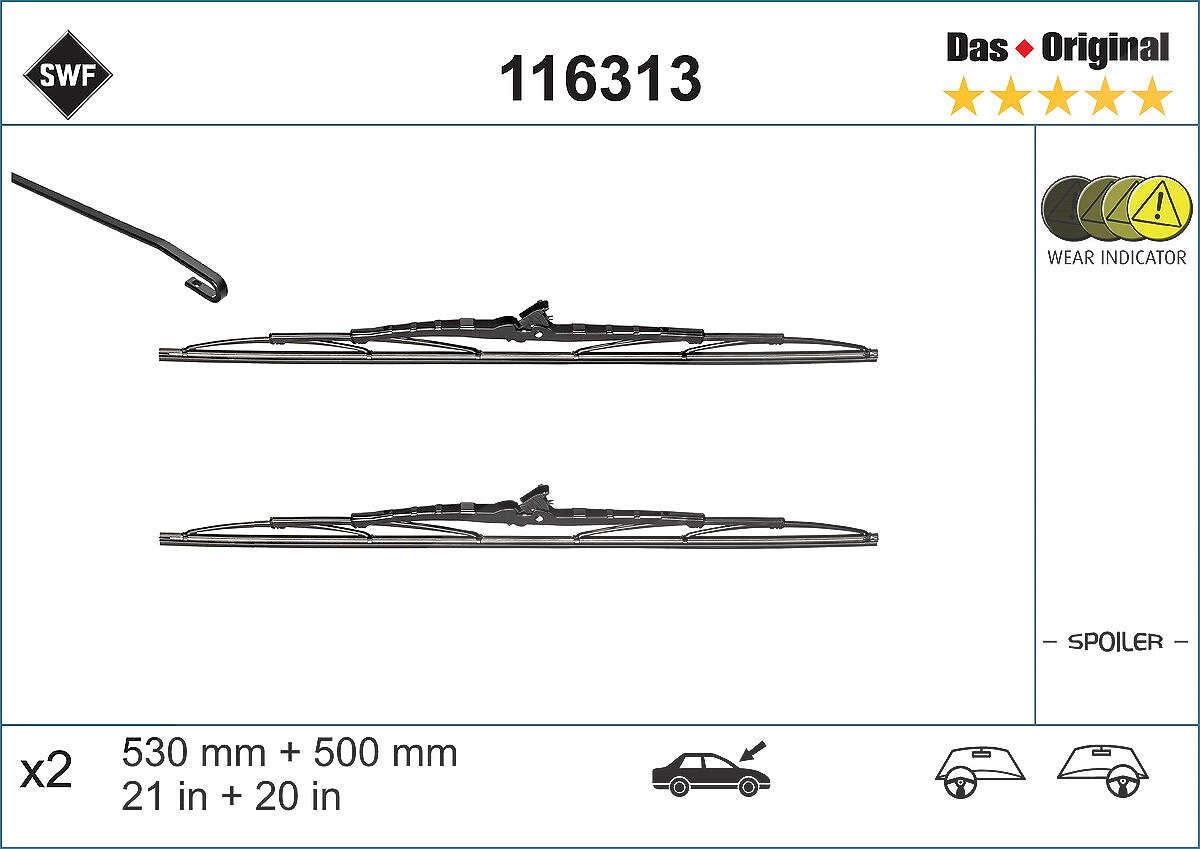 Swf Wischblatt [Hersteller-Nr. 116313] für Ford, Alfa Romeo, BMW, Audi, Saab, Nissan, Volvo