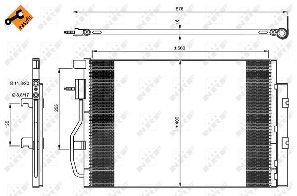 Nrf Kondensator, Klimaanlage [Hersteller-Nr. 350044] für Vauxhall, Chevrolet, Opel