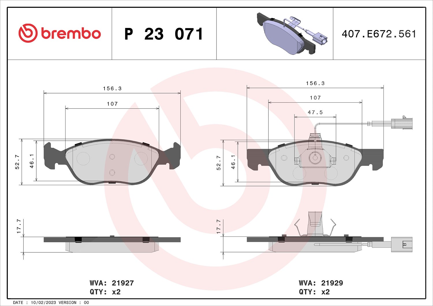Brembo Bremsbelagsatz, Scheibenbremse [Hersteller-Nr. P23071] für Alfa Romeo